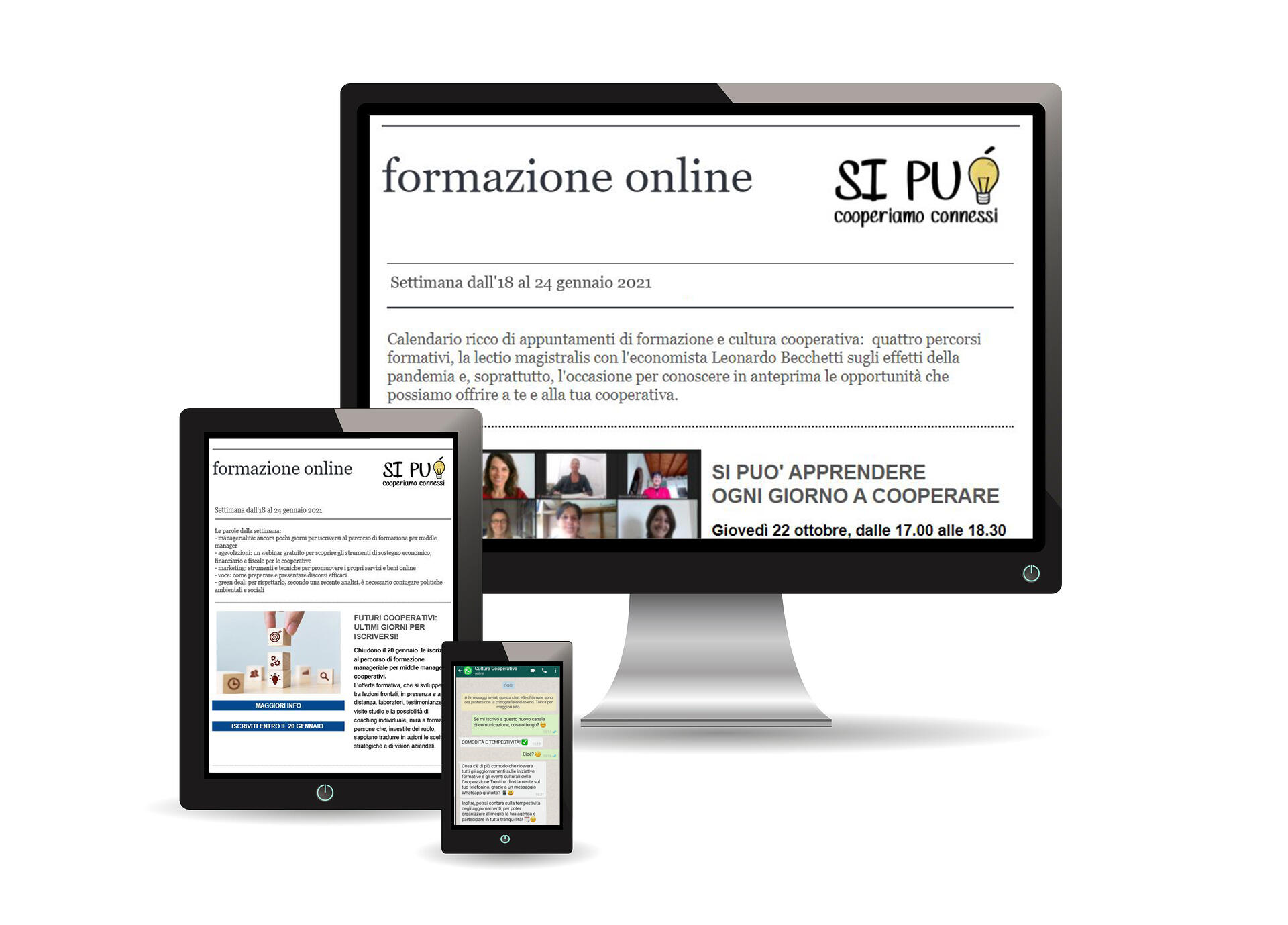 Per ricevere gratuitamente gli aggiornamenti sulle iniziative formative e gli eventi culturali della Cooperazione Trentina, compila il form su http://bit.ly/2HWbhS8   Puoi scegliere di ricevere ogni settimana la newsletter sulla tua mail oppure i messaggi via WhatsApp, che ti aggiornano su tutte le nuove proposte. Oppure, puoi scegliere di attivare entrambi i canali!