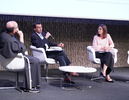 Padre Benanti, Lorenzo Kasperkovitz (Cassa Centrale Banca), Maria Silvia Cadeddu (Federazione Trentina della Cooperazione)