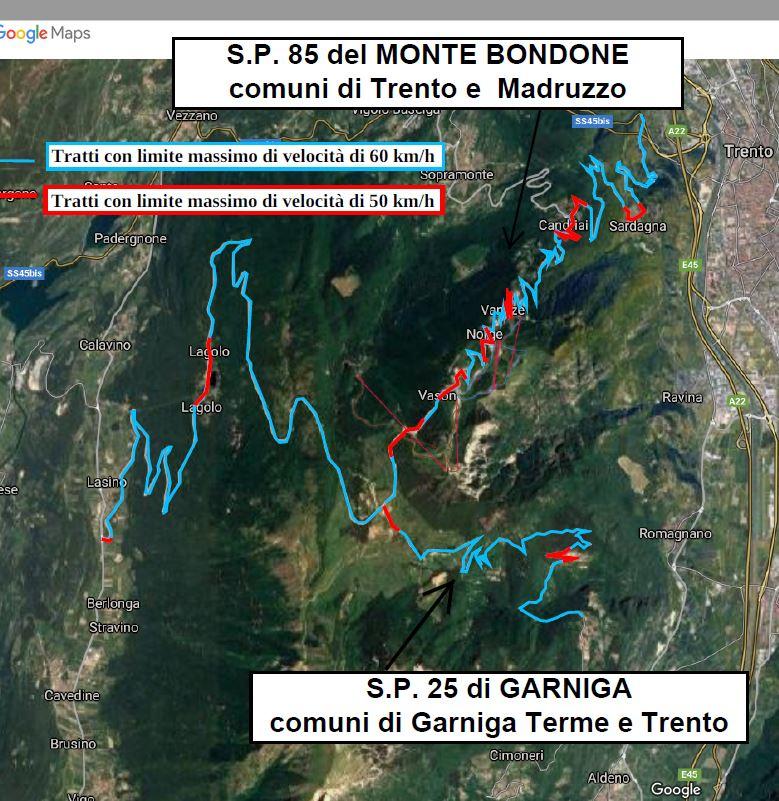 Innalzare il livello di sicurezza della circolazione, riducendo il numero degli incidenti stradali e le relative conseguenze, con particolare attenzione alle categorie dei motociclisti, dei ciclisti e dei pedoni: questo l’obiettivo della Giunta provinciale, che ha deciso di istituire a partire da sabato – 25 luglio - lungo alcuni itinerari montani, particolarmente frequentati durante le stagioni turistiche, il limite massimo di velocità di 60 Km/h. In alcuni tratti il limite riguarderà tutte le categorie di veicoli e in altri i soli motocicli. Le disposizioni non riguarderanno le tratte soggette già ad un limite inferiore di 50 km/h, ad esempio all’interno dei centri abitati o lungo tratte particolarmente insidiose.