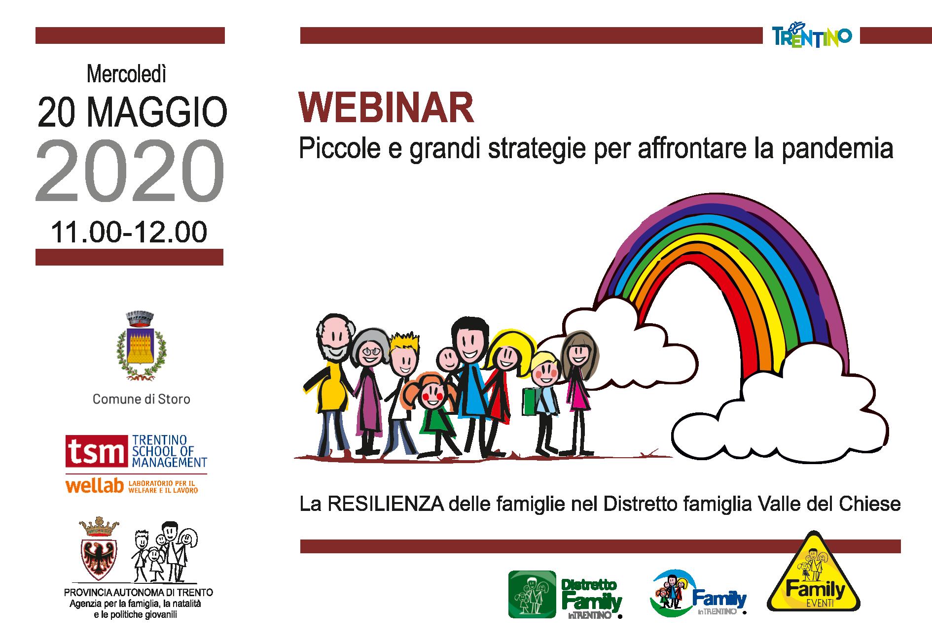 Il primo incontro mercoledì 20 maggio dalle ore 11 alle 12 con il Distretto famiglia Valle del Chiese.