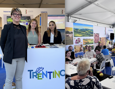 Lo stand del Trentino. In primo piano l'assessore provinciale all'agricoltura Giulia Zanotelli
