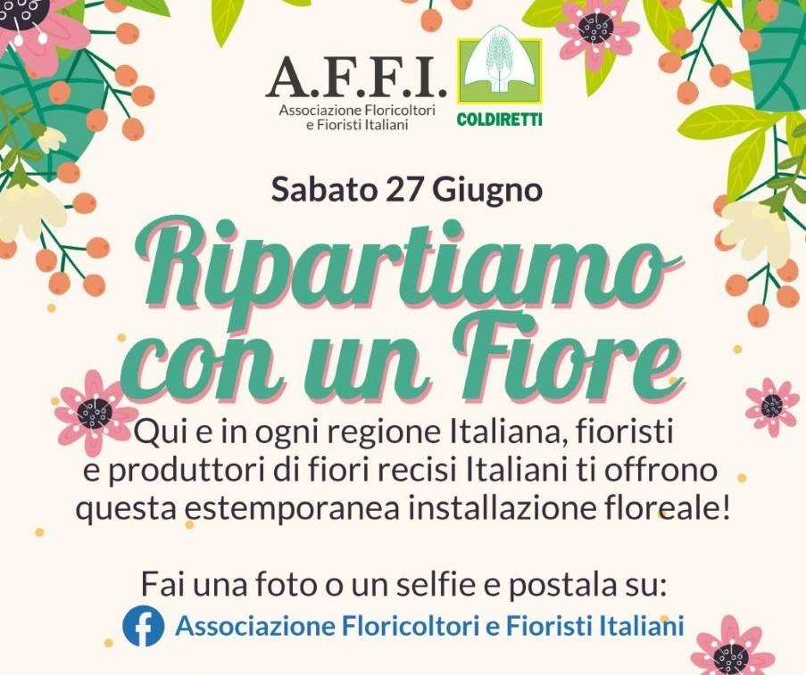 Anche Coldiretti Trentino Alto Adige e il Comune di Trento aderiscono all’iniziativa Ripartiamo con un fiore allestendo nei giorni 27 e 28 giugno 2020 un angolo fiorito in via Belenzani.