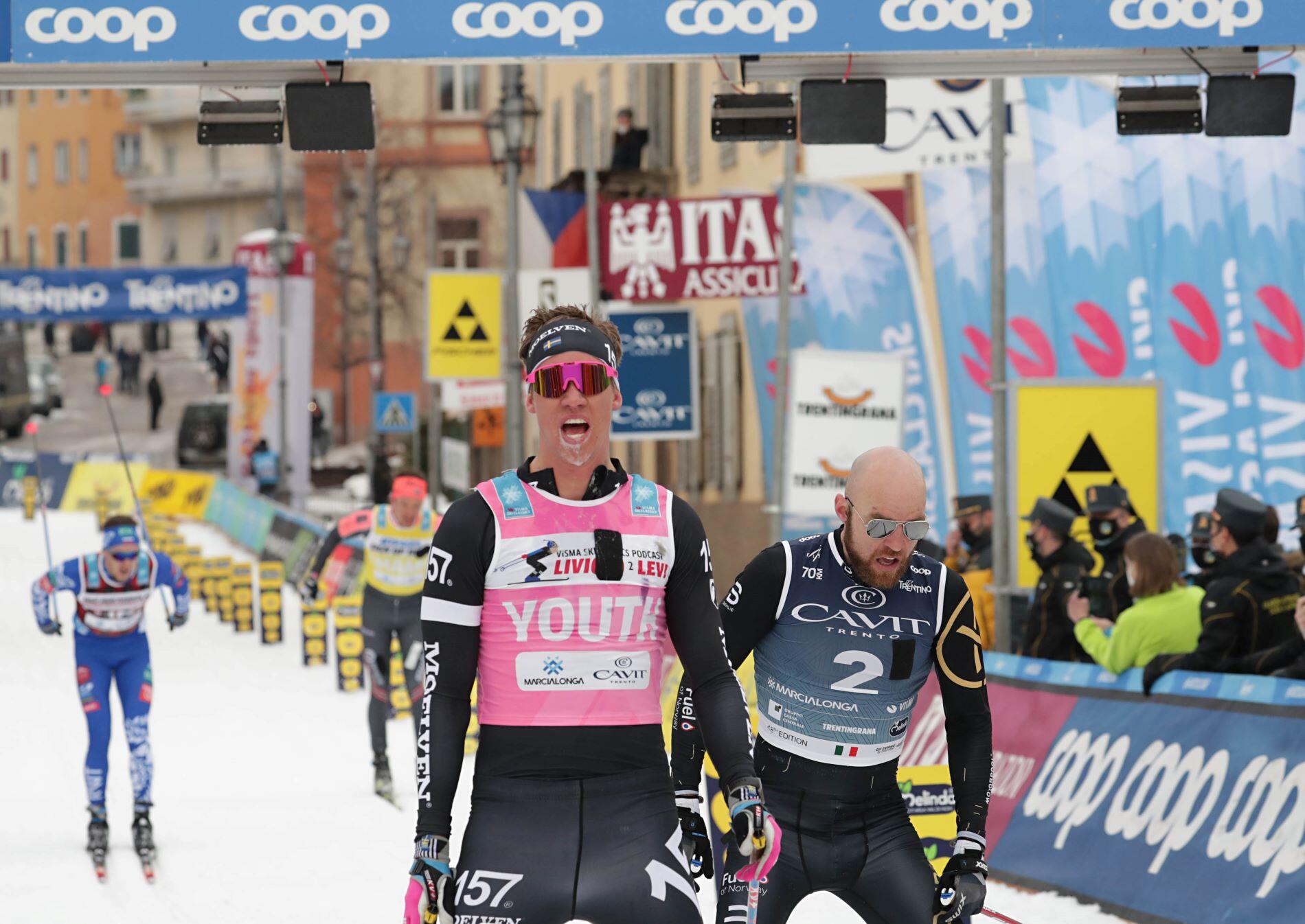 Emil Persson e Lina Korsgren hanno vinto sul traguardo di Cavalese.