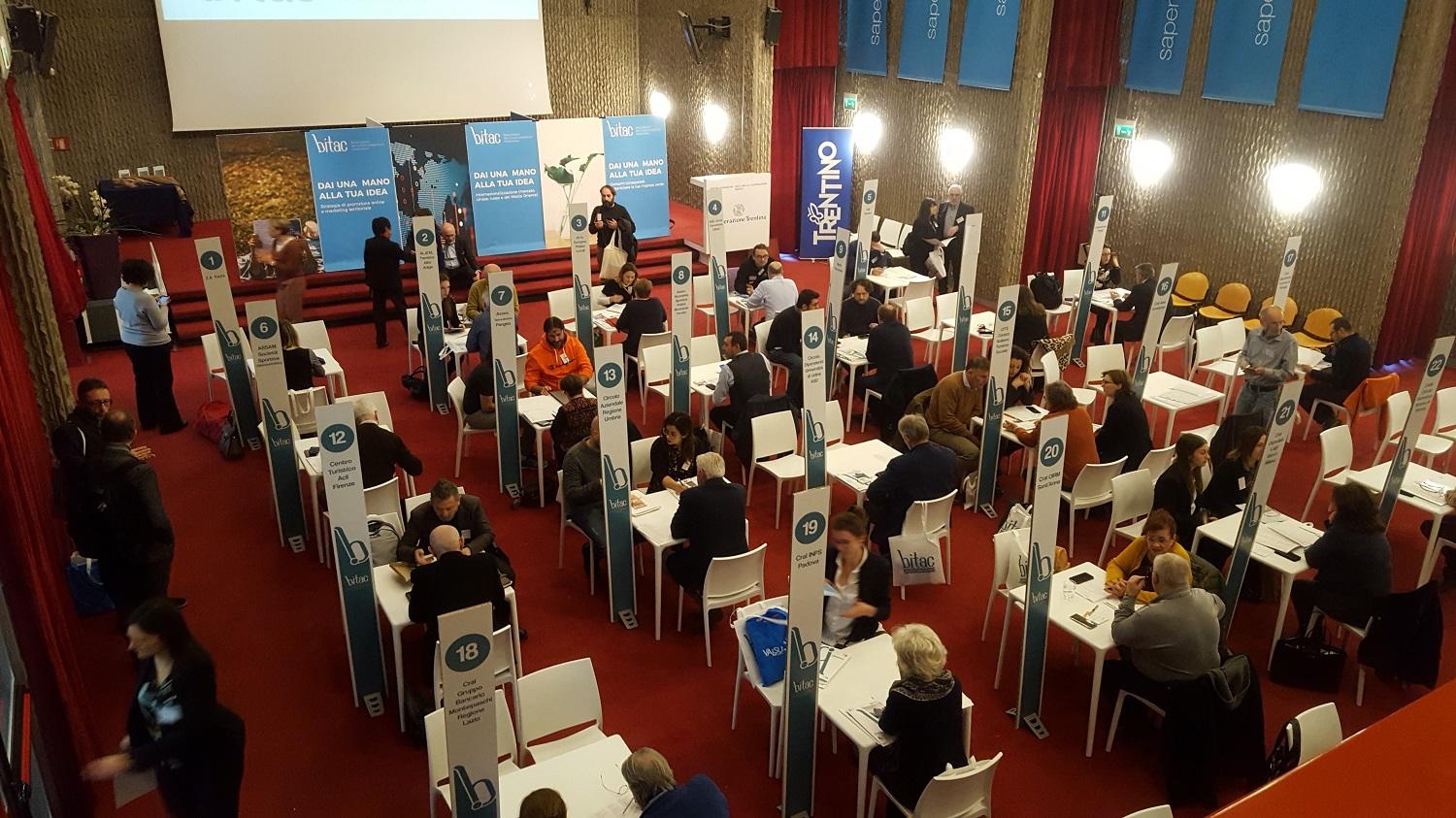 La due giorni della Borsa Italiana del turismo cooperativo e associativo promosso da Alleanza delle Cooperative Italiane (settore turismo e beni culturali) è stata ospitata a Trento. Ieri al Castello del Buonconsiglio. Oggi alla Sala della Cooperazione. Premio Bitac: la cooperativa Fuoco ha vinto la sezione di migliore idea progettuale innovativa.