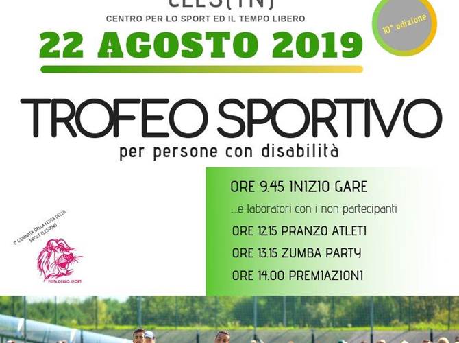 Trofeo sportivo Gsh per persone con disabilità Giovedì 22 agosto, al Centro per lo sport e il tempo libero di Cles, si terrà la decima edizione del Trofeo sportivo per persone con disabilità organizzato dalla cooperativa sociale GSH.