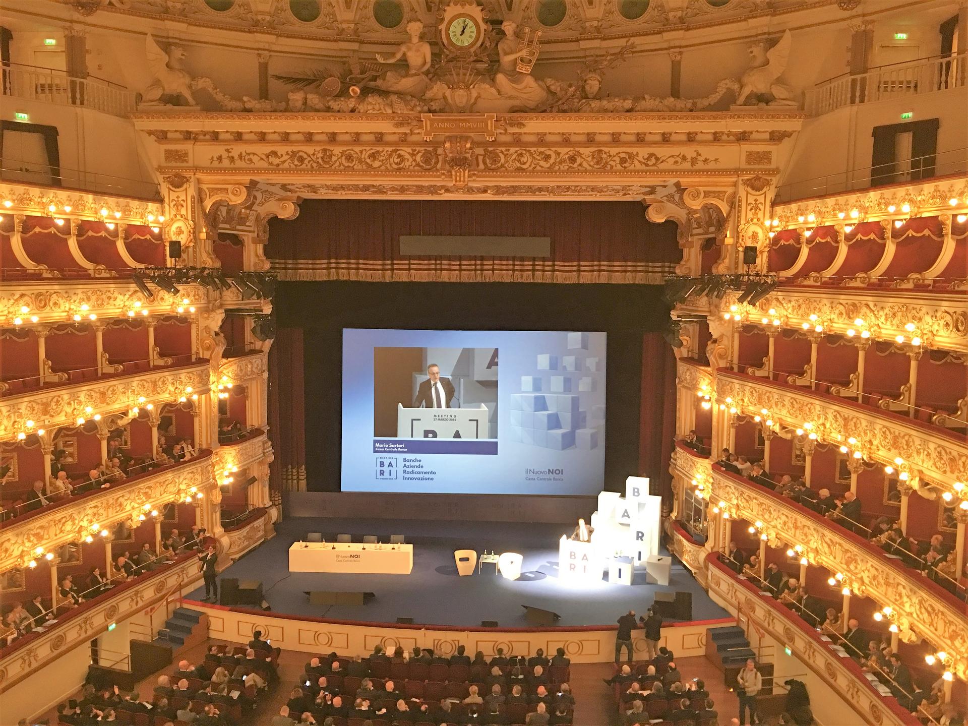 Il Presidente di CCB Giorgio Fracalossi al Teatro Petruzzelli: “siamo ottimisti perché stiamo costruendo un modello innovativo. C’è grande unità di intenti e il desiderio di partire”.All’incontro i vertici delle 100 banche tra BCC, Casse Rurali e Raiffeisen che hanno aderito al progetto di Cassa Centrale.Siamo agli ultimi adempimenti necessari per l’istanza di costituzione della Capogruppo.